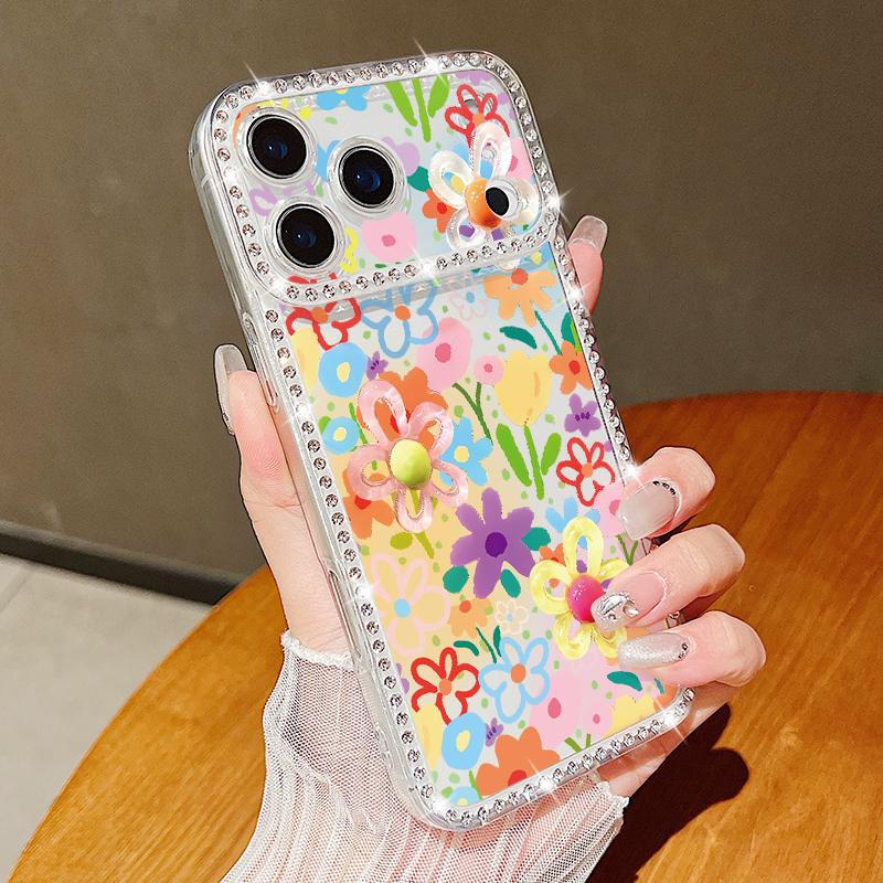 Bling Diamond Oil Painting Soft Silicone Case For iPhone 16e 16 15 14 13 17 Pro Max 13 15 Pro 17 Shockproof TPU Phone Cover