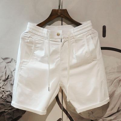 Pantalones cortos deportivos de verano para hombre, holgados, con cordones y de color liso