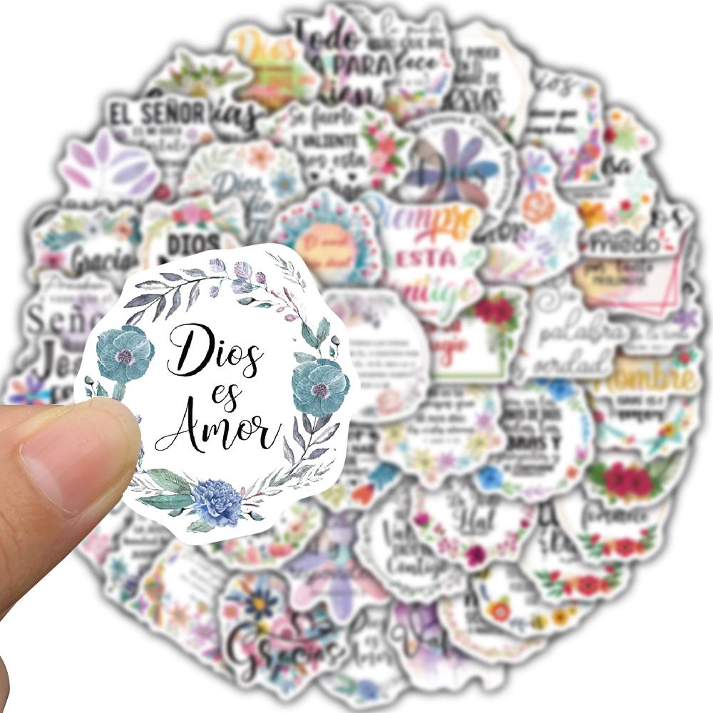 50PCS Spanish Motivational Text Stickers Motivational Waterproof Bicycle Stationary Scrapbooking Study Luggage Art Stickers