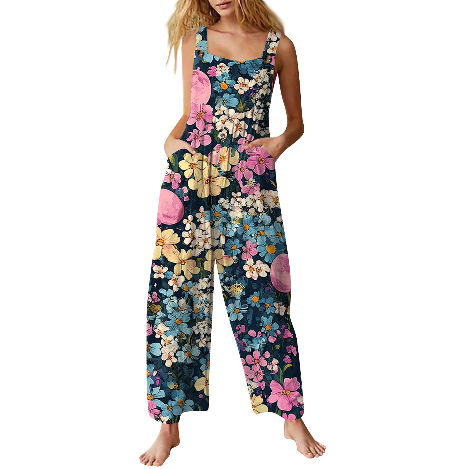 Женский комбинезон с принтом, повседневный свободный комбинезон L