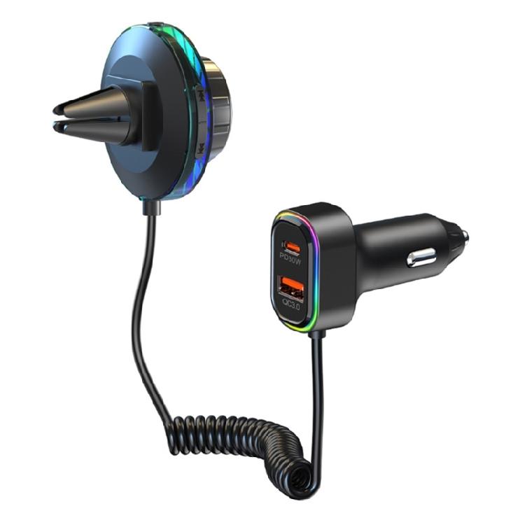 Wireless FM Transmitter Car Adapter with Fast Charging & Voice Activation for Convenient Use Seamless Music Safe Driving