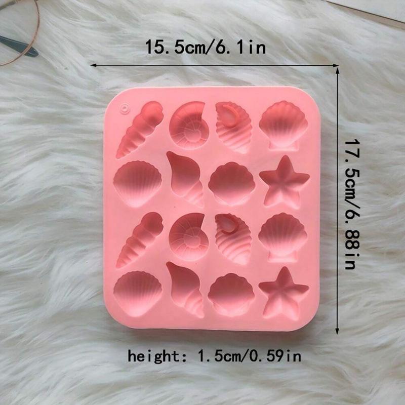 16-Cavity Starfish Shell Silicone Mold for Chocolate, Candy, Cake, and Pudding Decorations.
