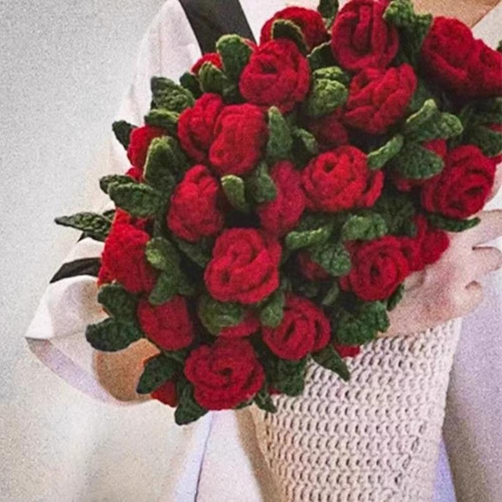 Rose Bouquet Blanket Soft Light Romantic Knitted Dual-Function Home Decor Present For Friends Family