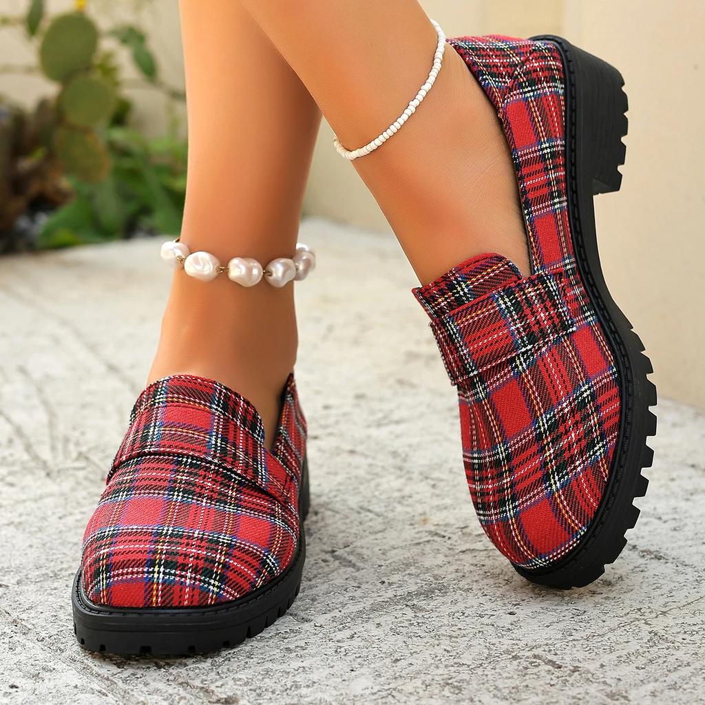 Fashion Women Sneakers New Women Round Toe Student New Lolita Shoes Comfortable Sneakers Women Vintage Platform Plaid Mary Jane Shoes