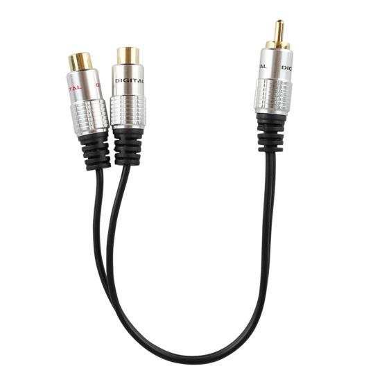 2 RCA Female to 1 Male Phono Splitter Y Adapter Cable/Lead-T Subwoofer Audio Sub