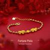 Gold-Plated Pixiu Beaded Bracelet: Luxurious Light Gold Jewelry for Women