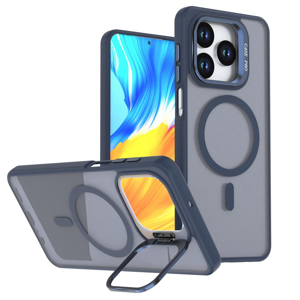 KEYSION Lens Stand Magnetic Phone Case for MagSafe for HONOR X5d Plus Matte Translucent Shockproof Back Cover for Honor X5c Plus