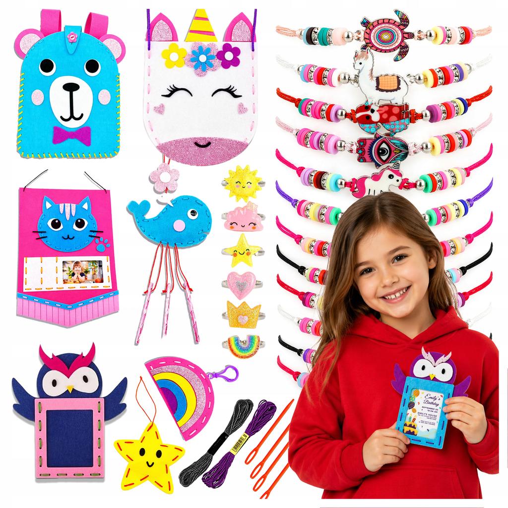 [PACZA] DIY Felt Sewing Kit for Kids + Bracelets and Rings Z3359