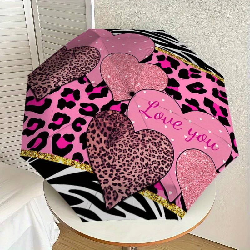 1pc Leopard love Zebra pattern Pattern Design Umbrella,Compact Umbrella, All Season, Travel, Outdoor, One Touch Auto Open and Close,Christmas Gift