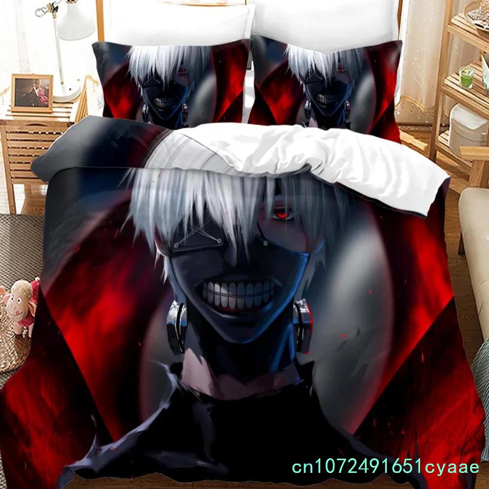 3D Printed Anime Tokyo Ghoul Bedding Set Duvet Cover Kaneki Ken Double Twin Full Queen King Adult Kids Bedclothes Quilt Cover