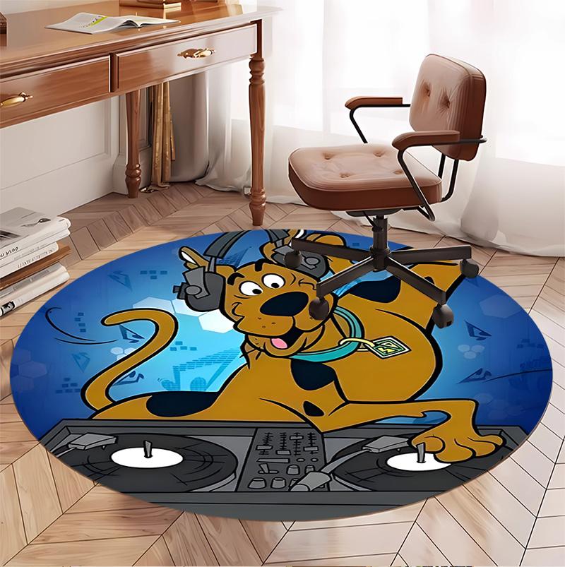 Scooby Pattern Round Rug, Indoor/Outdoor Mat, for Picnic, Gameroom, Bedroom, Office, Living Room, Home Decor Carpet, Birthday Gift