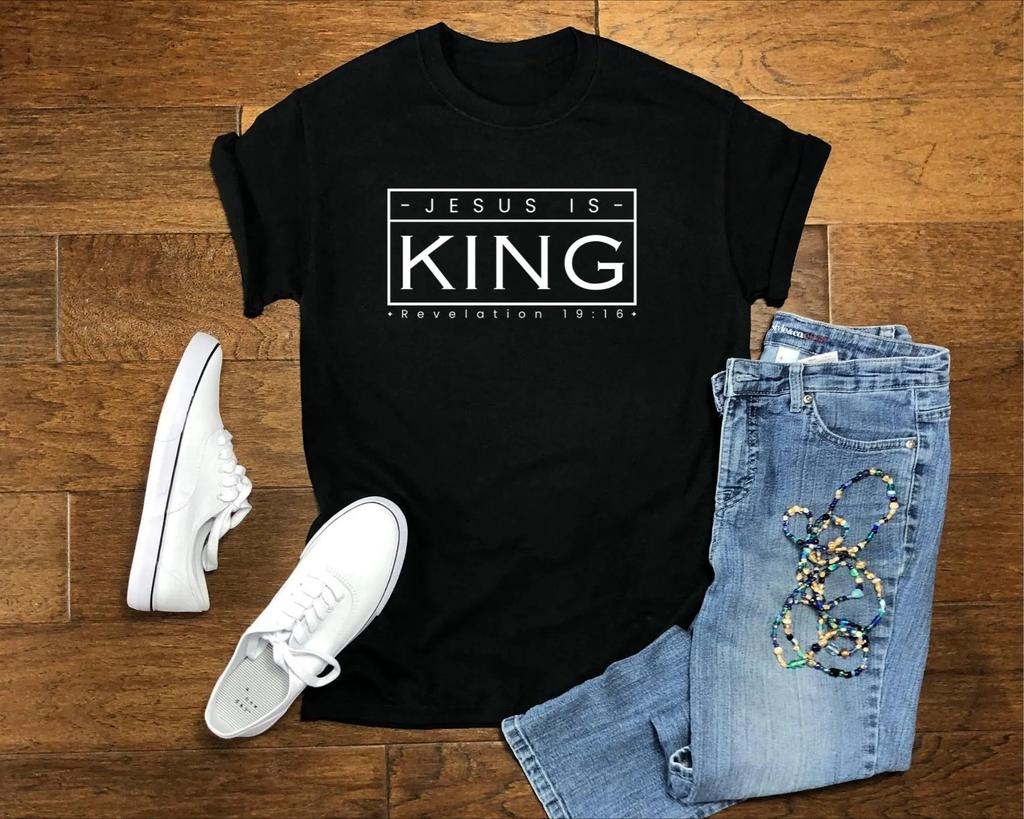 Jesus Ist König T-Shirt Herren Trainingsanzug Buchstabendruck Sommer Lässig Sportbekleidung Rundhalsausschnitt Kurzarm Baumwolle Pullover Oberteile