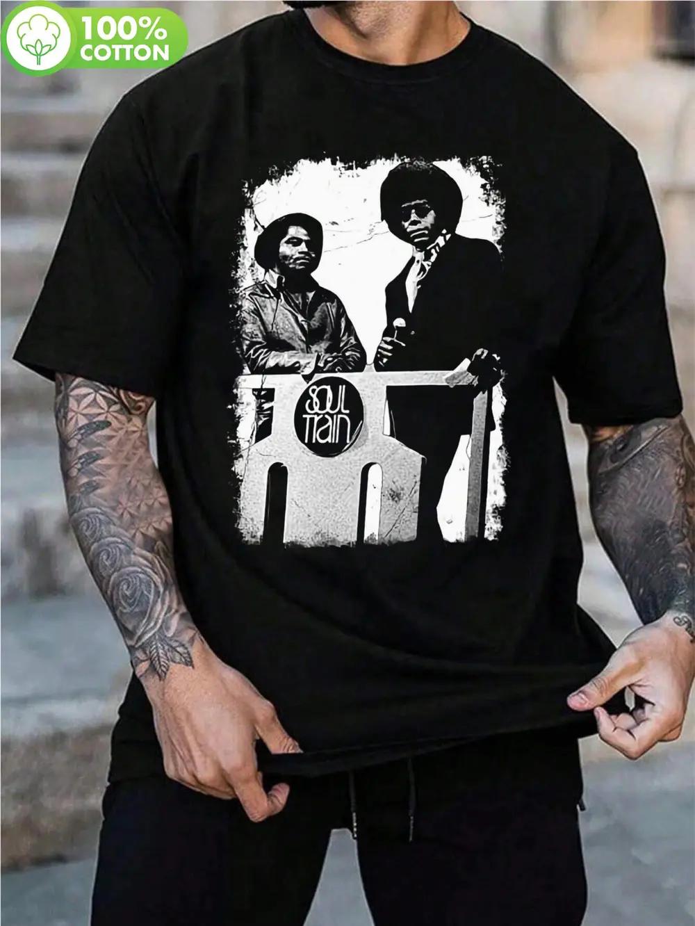 Soul Train Vintage Distressed Graphic T-shirt for Men & Boys - 100% Cotton Regular Fit Casual Tee with Retro Print S