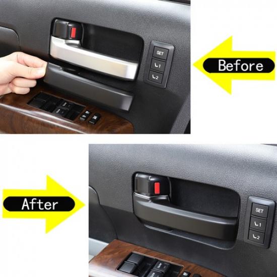 Matte Black Inner 4-Door Handle Cover Trim For Toyota Tundra 2007-