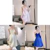 Summer Womens Satin Sleep Dress With Lace Trim Sleeveless Lounge Wear For Home Relaxation