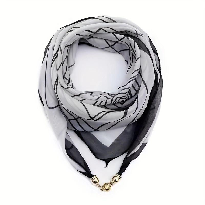 

Fashion Magnetic Snap Scarf Daily Minimalist Versatile Luxury Square Neck Warmer For Neck Wrinkle Covering And Necklace
