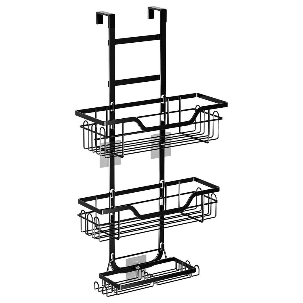 Punch-Free Bathroom Storage: Door & Wall-Mounted Rack for Showers and Washstands