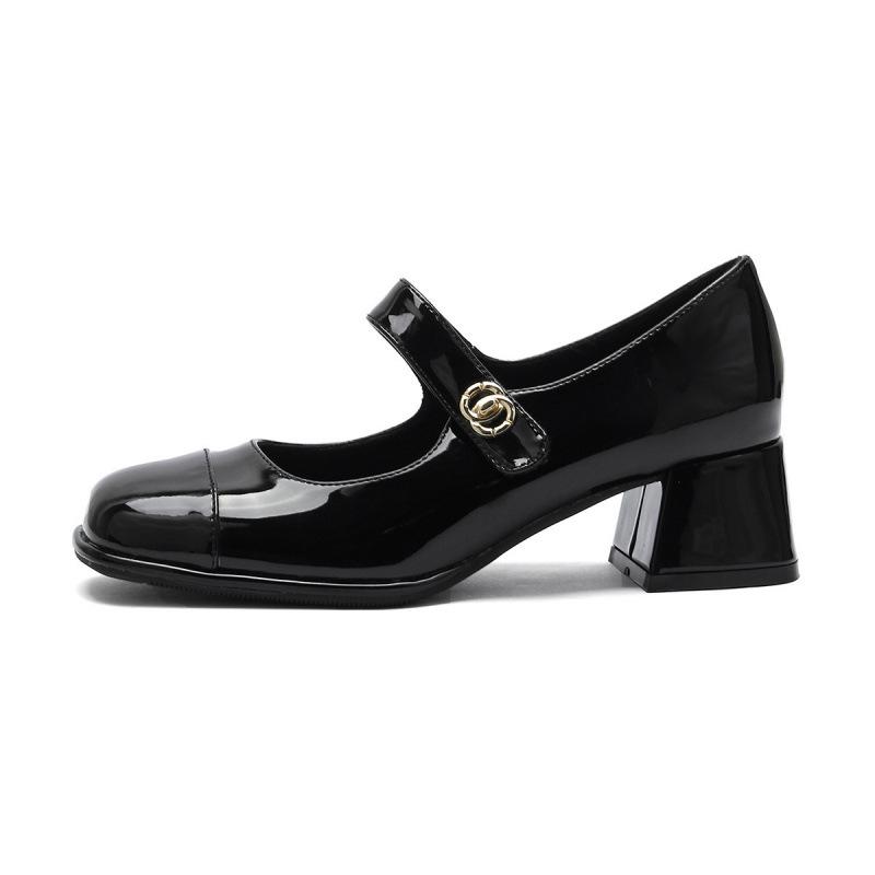 

Классические универсальные туфли Мэри Джейн с круглым носком и толстым каблуком, маленькие кожаные туфли для женщин, весна и осень 43