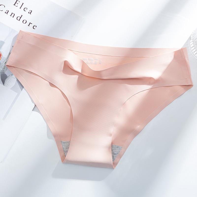 ### Women's Seamless Ice Silk Mid-Waist Panties: Breathable, Comfortable, Quick-Drying with Pure Cotton Crotch