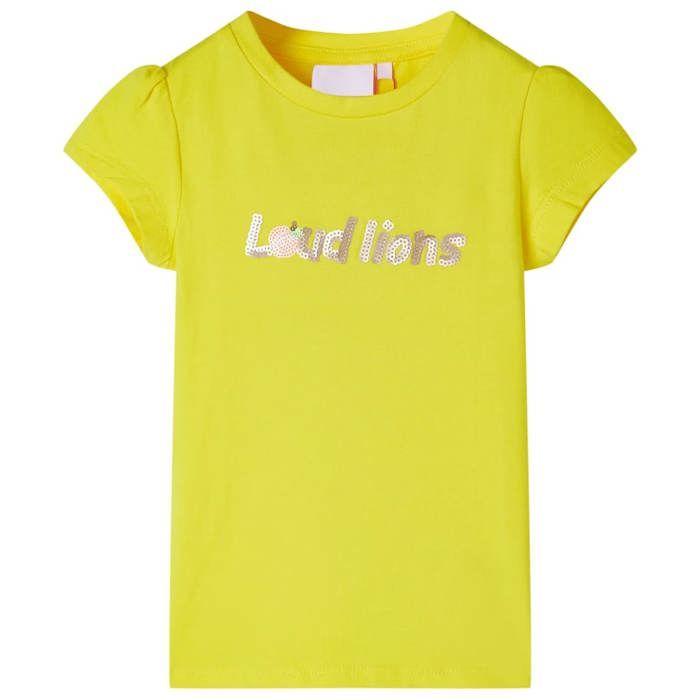 T-shirt enfant à manches courtes jaune vif 92/104/116/128/140