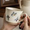 Colorful Butterfly High-End Mug Coarse Pottery Coffee Cup Creative Latte Cup Beautiful Cup Souvenir Export