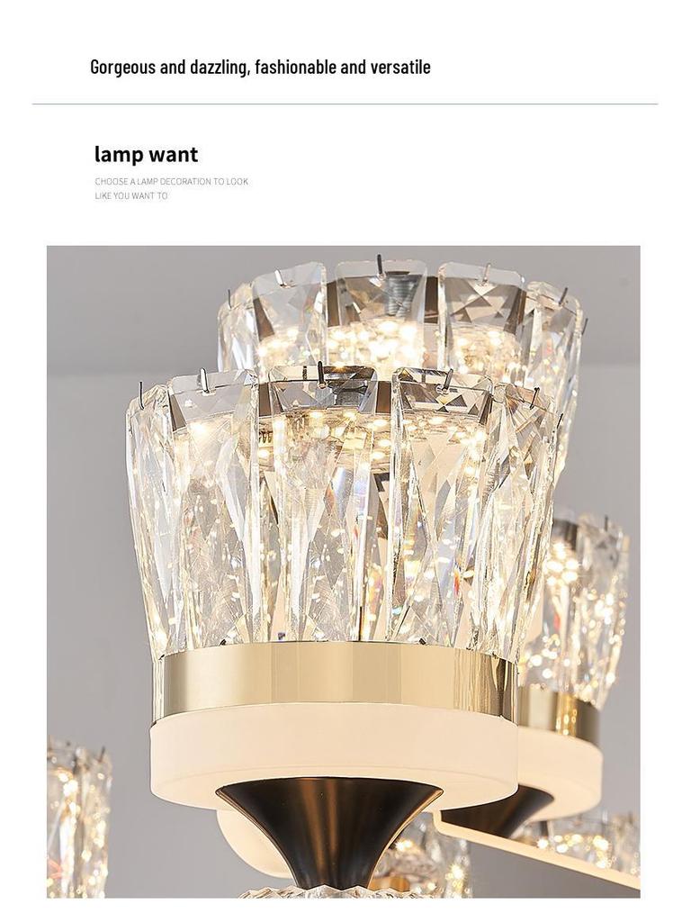 Chinese Style Luminous Crystal Chandelier: Modern Luxury Lighting for Living Rooms and Halls
