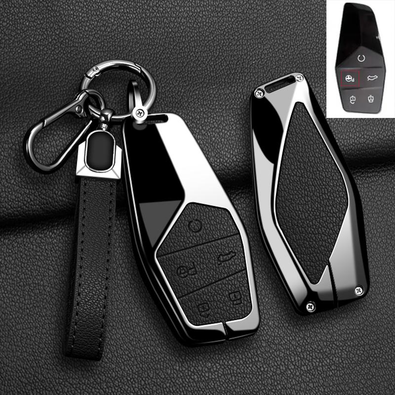 

For Mg One Zinc Alloy Leather Remote Car Key Case Cover Fob Protector Keychian Auto Accessories