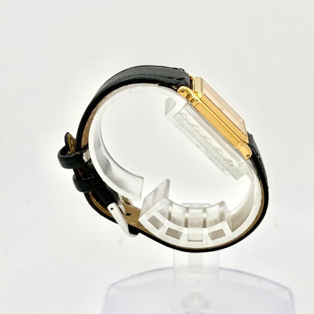 [Good Condition/New Battery] SEIKO Seiko Ladies Watch Gold Rectangular 7321-6280 8N3681 New Belt Engraved