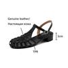 Fashion NEW Summer Women Sandals Genuine Leather Shoes for Women Round Toe Chunky Heel Shoes Elegant Cover Toe Slingback Hollow Sandals