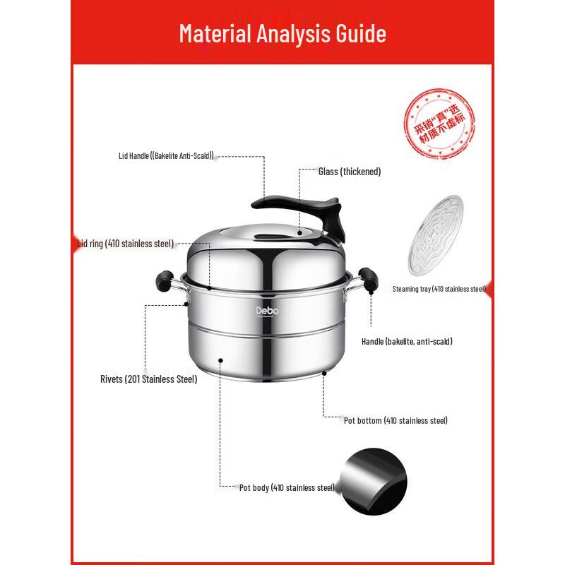 De Bo 28cm Stainless Steel 3-Layer Steamer & Soup Pot