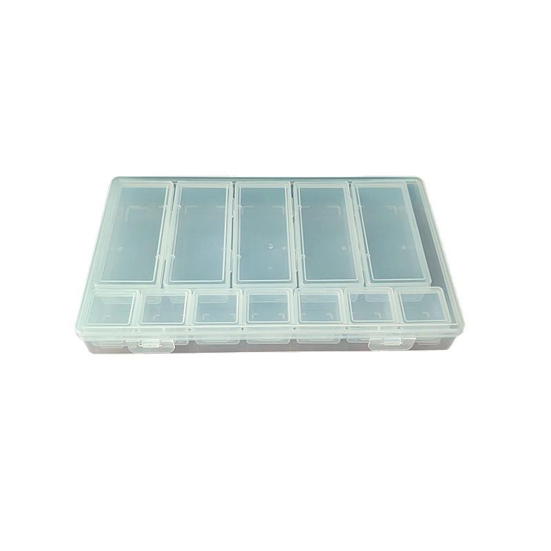 Nested Rectangular Compartment Box: Plastic Storage for Fishing Hooks and Screws