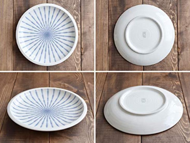 Tableware East Large Blue Japanese Platter, Grass, 25cm, White, Tableware, Ih-003-02