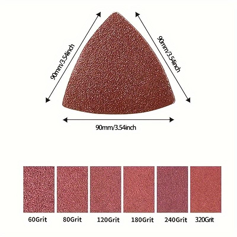 10/60Pcs Sanding Paper 90mm Triangular Hook & Loop Sandpaper Triangle Fit Oscillating Multi Tool Sanding Pad Multi Grit