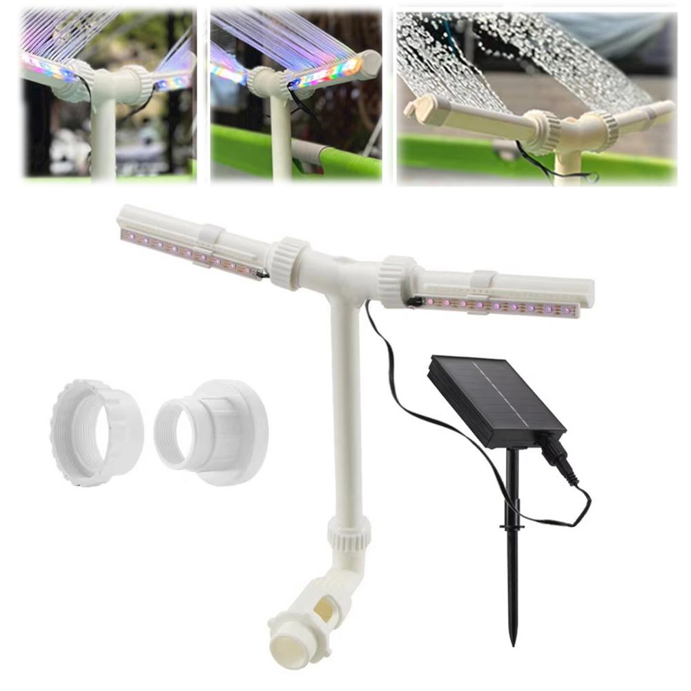 Pool Waterfall Nozzle Rechargeable Pool Waterfall Sprayer RGB Color Changing Outdoor Water Fountain for Above/Inground Pool