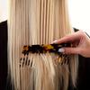 Geometric Acetic Acid Finish Comb, Comfortable Texture, Smooth, Marble Pattern, Plastic Bristle, Acetic Acid Handle, for Normal Hair