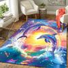 1pc Dolphins and Rainbows Design Area Rug - Soft, Anti-Slip, and Durable Gaming Room Decor for Bedroom