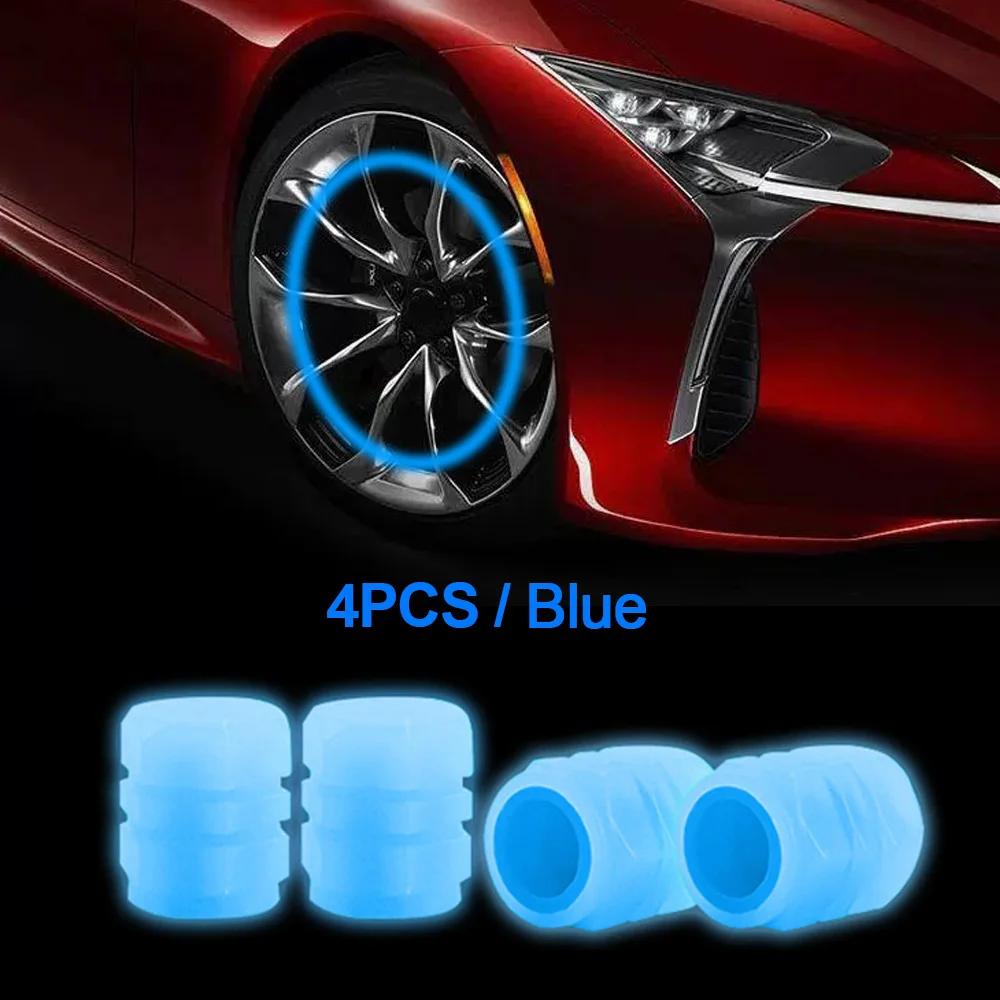 Car Luminous Tire Valve Cap Motorcycle Bike Wheel Nozzle Fluorescent External Accessories Decor Tyre Valve Stem Luminous Caps
