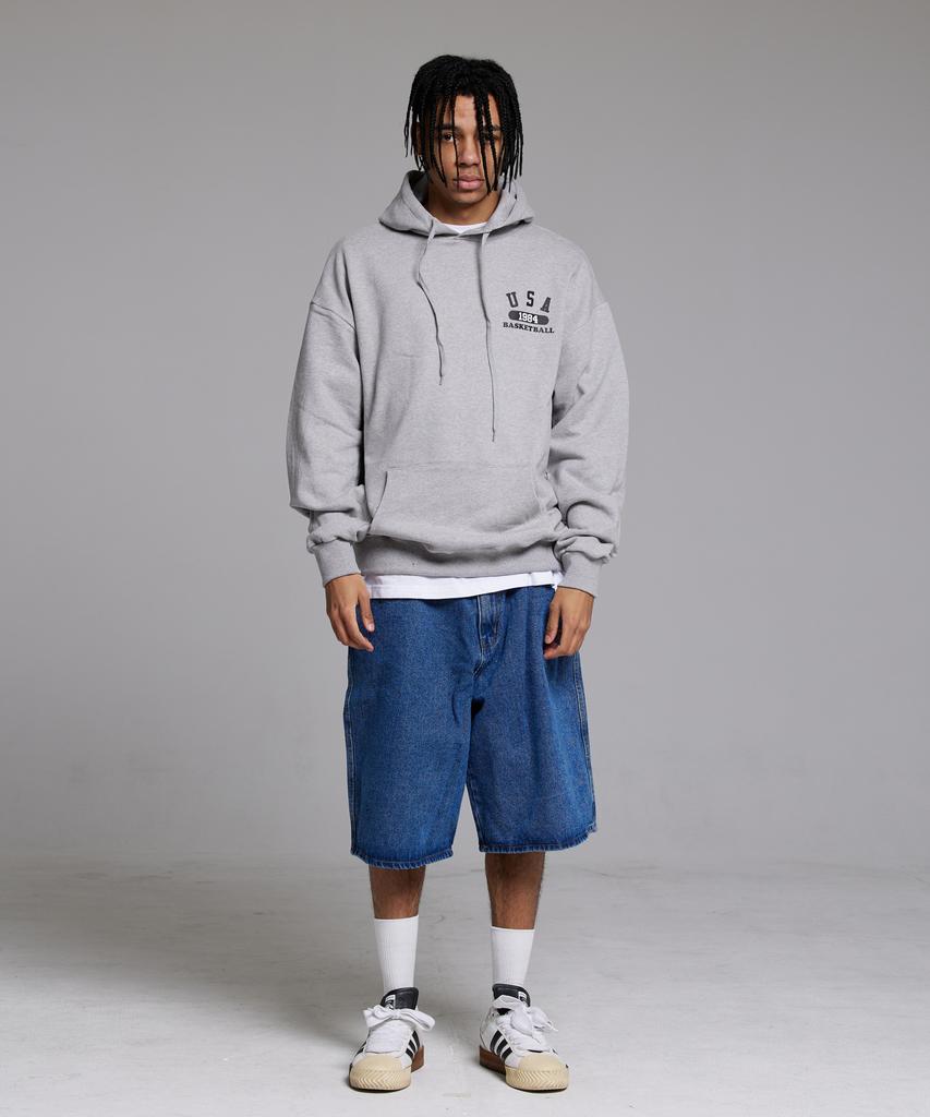 Usa Basketball Small Logo Natural Fit Hoodie Grey Black