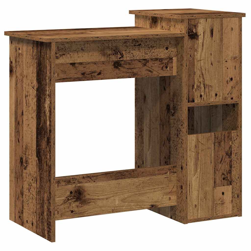 Vidaxl Desk With Shelves, Old Wood, 84X40X78 Cm