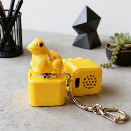 Portachiavi a Pulsante con Suono Realistico di Rana e Luce LED Giocattolo Carino per Alleviare lo Stress Souvenir Unico di Rana Regalo di Compleanno per Amanti delle Rane