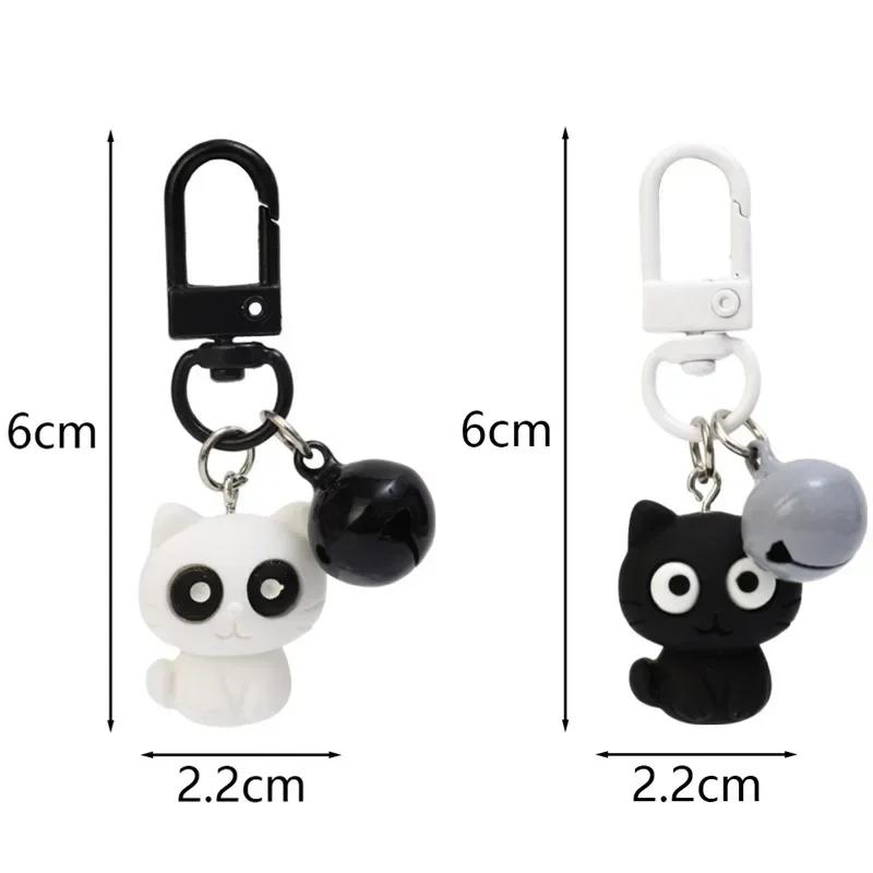 1pc/2pcs Cute Black White Cat Keychain Funny Creative Versatile Pendant Backpack Hangings Key Ring Accessories Jewelry Gifts