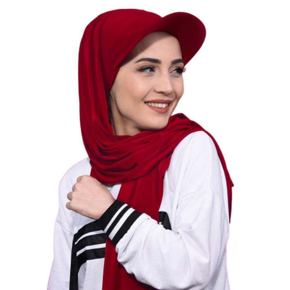 Breathable Scarf Baseball Cap Turban Shawl Design Headscarf Cap Casual Bandana Brim Hat  Women