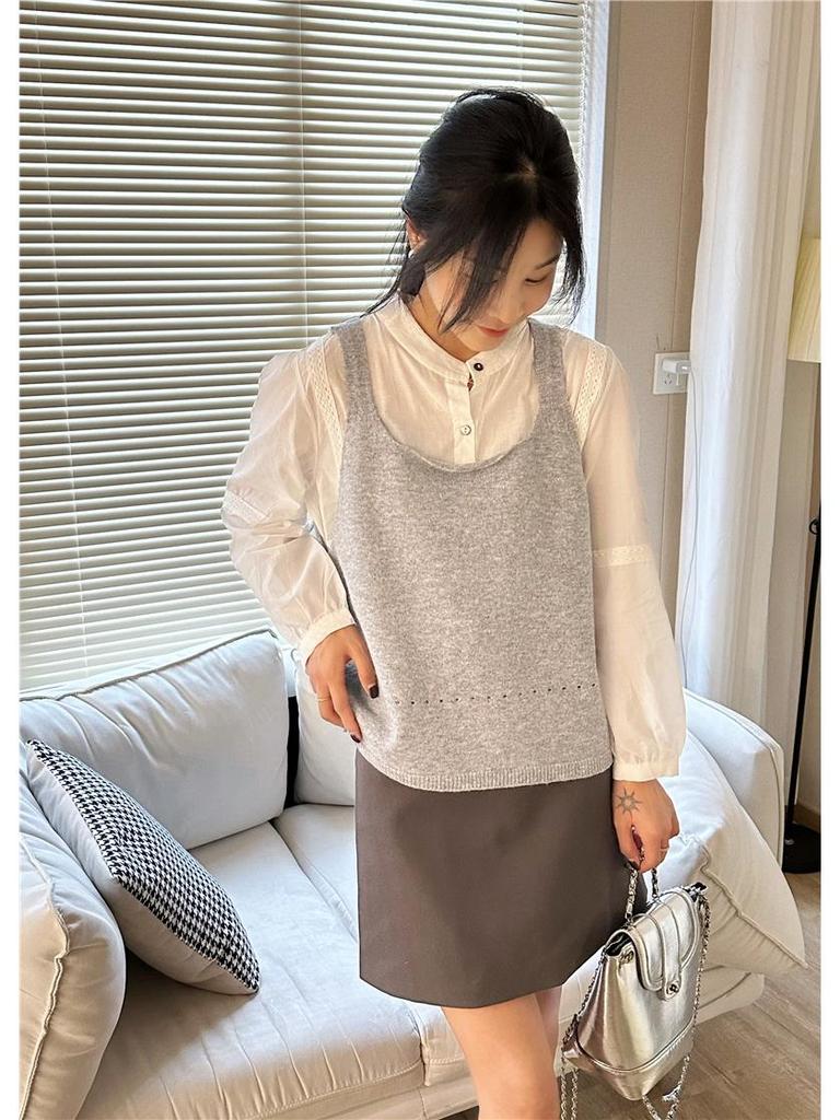 Reversible Bow Tie Sleeveless Knit Vest - Trendy Autumn Layered Look for Women