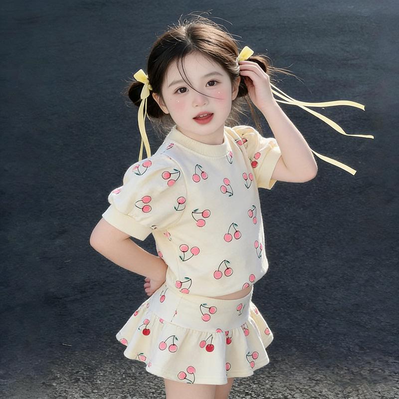 Infant Girl Summer Two-Piece Set: Cute Short Sleeve Top & Skirt