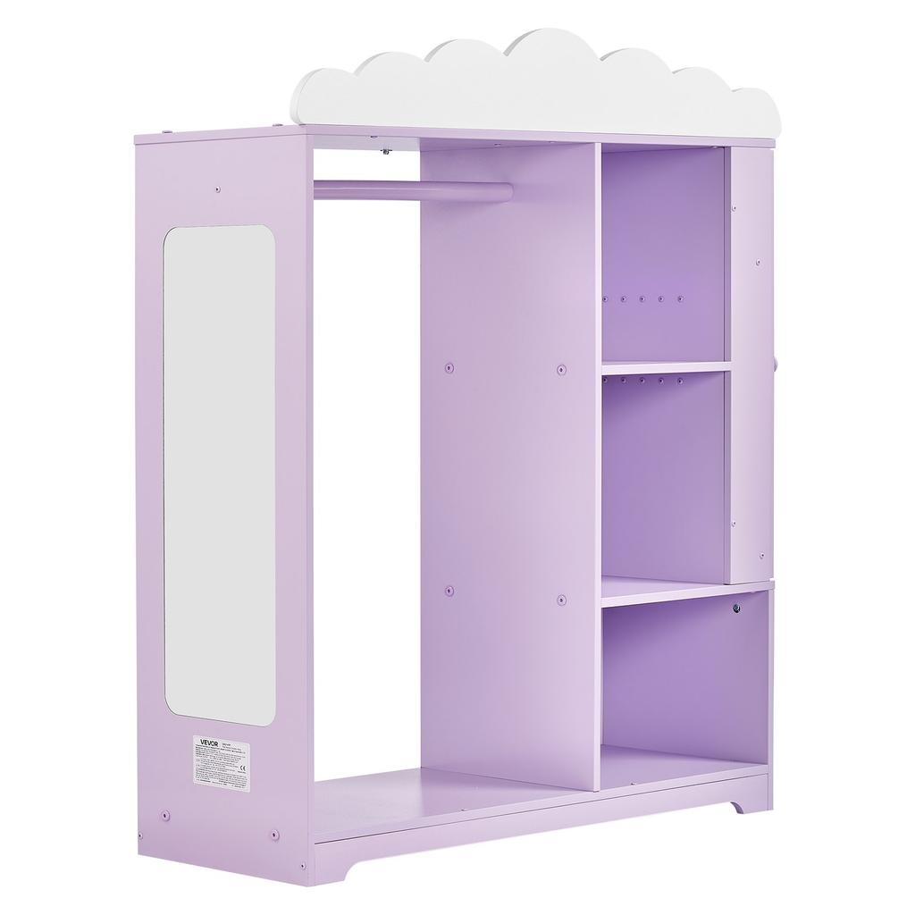 VEVOR Kids Dress Up Storage, with Jewelry Cabinet, Dress Up Closet with Mirror and Shelves, Princess Costumes Wardrobe Closet