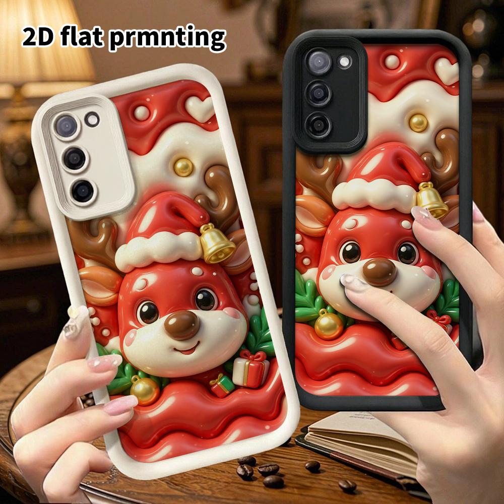 Phone case: 2D flat design suitable for Samsung Galaxy A34 A35 M05 M06 S20 S22 S21 FE Plus 5G protective case, Christmas reindeer, perfect holiday gif