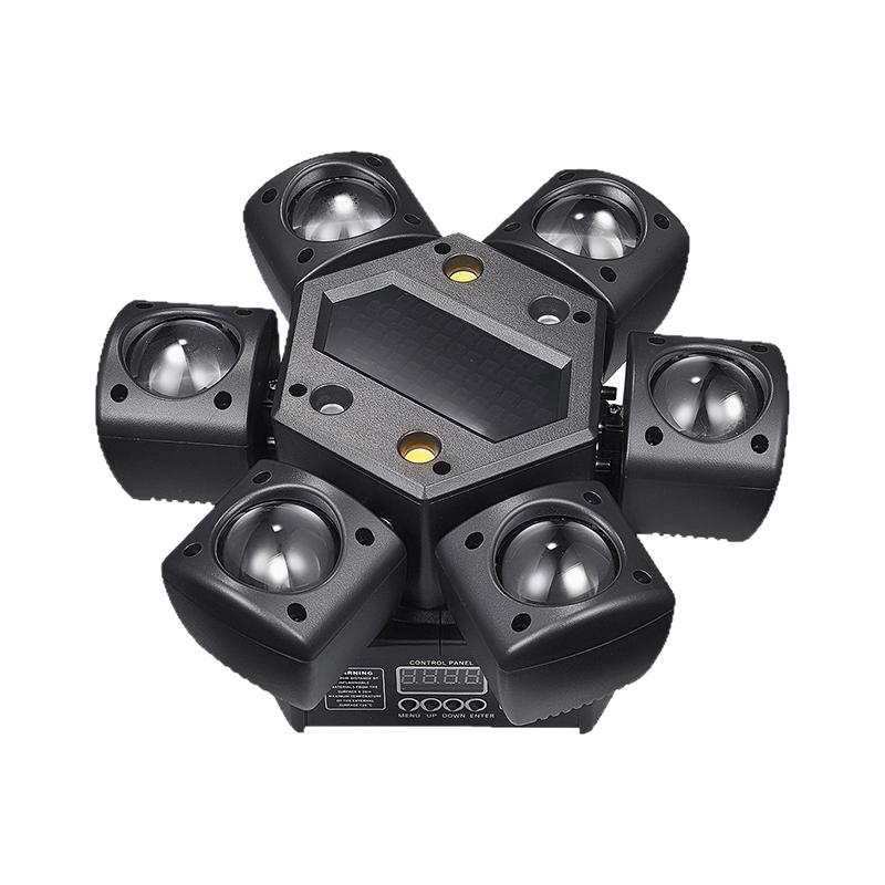 80W 6-Arm Disco Party Stage LED Moving Head Wash Light with DMX512 Control Mode