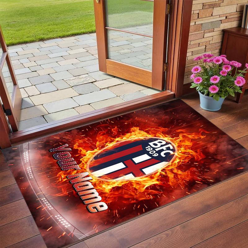 Crystal Velvet Rug Custom Name Text, Soft Non Slip Floor Mat Home DecorBologna FC