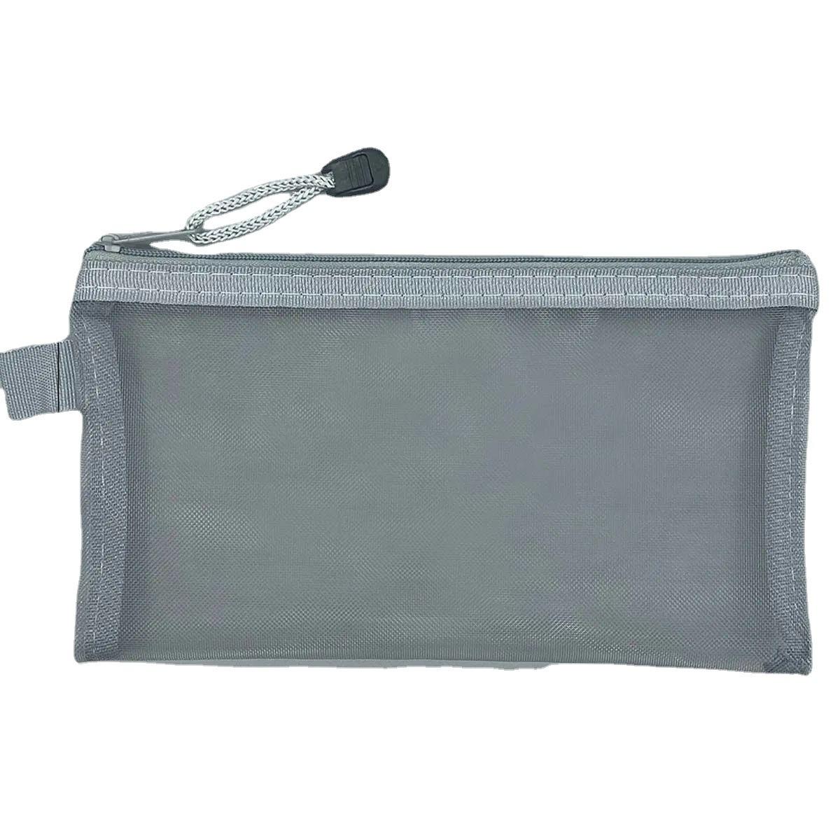 

Zippered Portable Pencil Case, Transparent Mesh Pencil Case, Large Capacity Zippered Storage Bag, Makeup Bag. organizer сірий