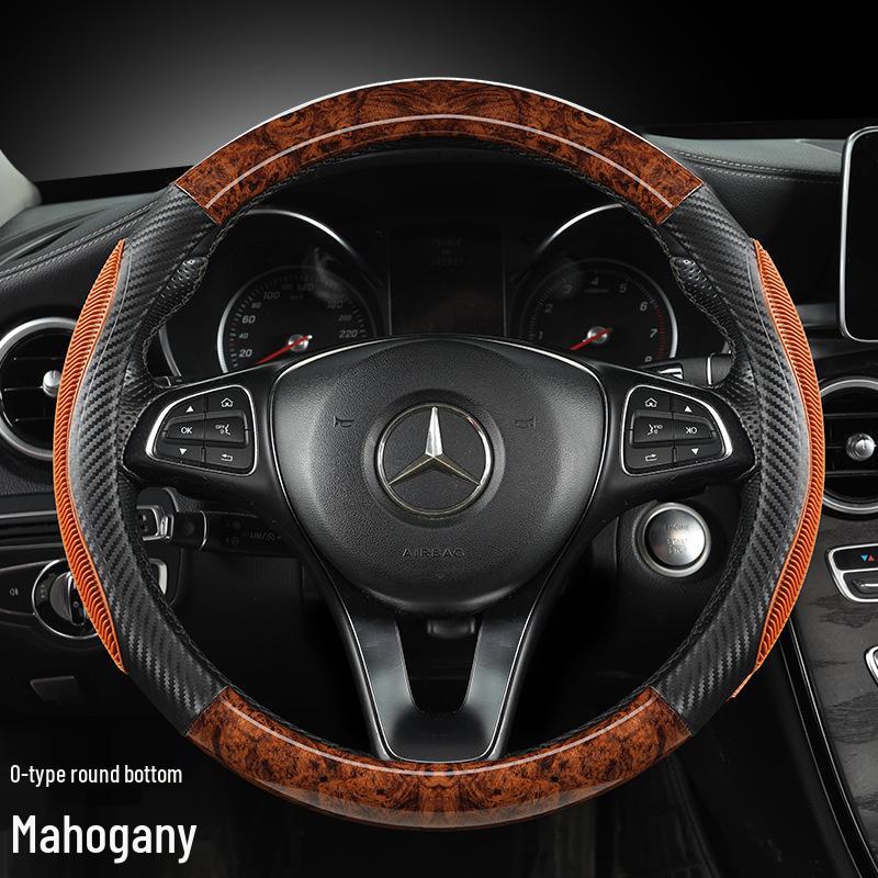 Steering Wheel Cover with Wood Grain & Carbon Fiber Trim for Volkswagen Sagitar & Magotan